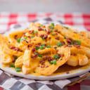 CHEESE FRIES WITH BACON & SCALLIONS
